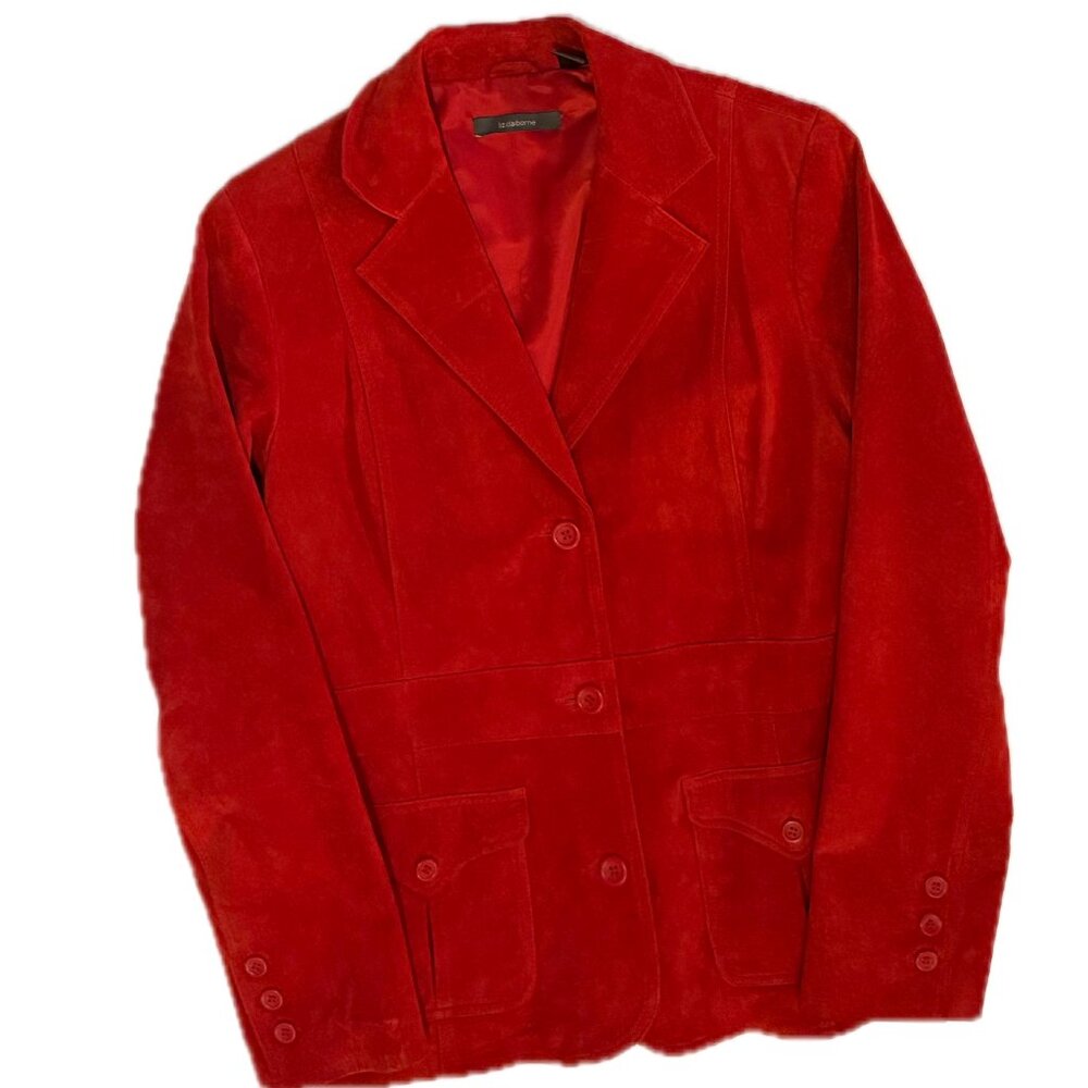 Vintage Y2K Liz Claiborne 100% Suede Jacket Blazer | Size M | Red